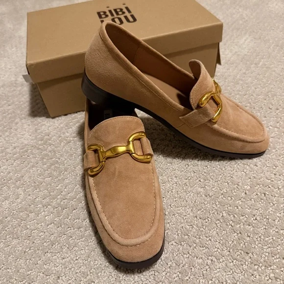 Bibi Lou Anthropologie Zagreb Suede Loafers Camel Tan Size 39/8.5 - Picture 7 of 11